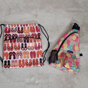 Summer tote set- pool, beach- flip flops, pineappl